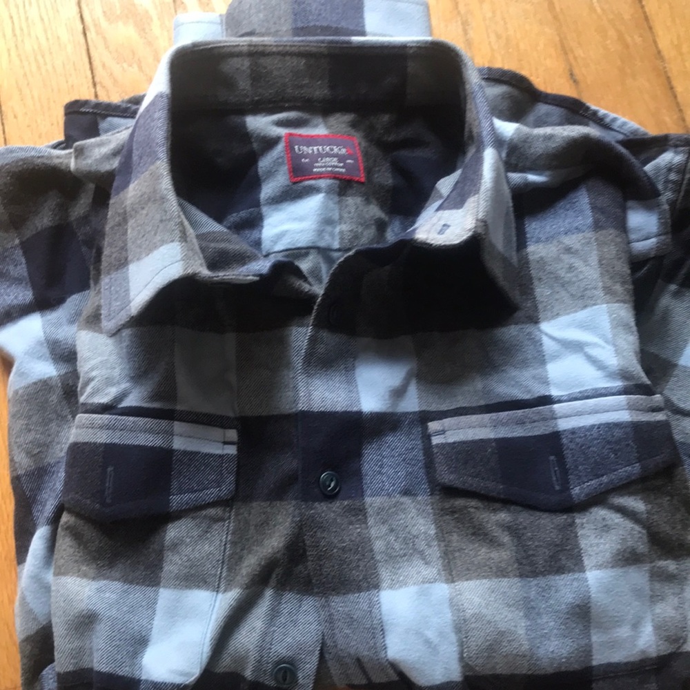 Blue and gray flannel shirt